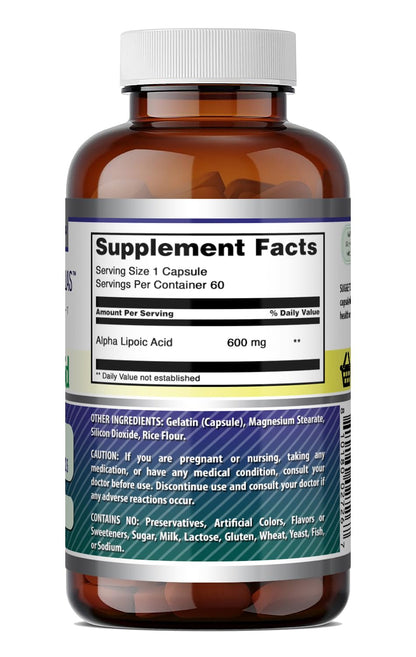 Amazing Formulas Alpha Lipoic Acid | 600 Mg Per Serving Supplement | Capsules | Non-GMO | Gluten Free | Made in USA (1 Pack | 120 Count)