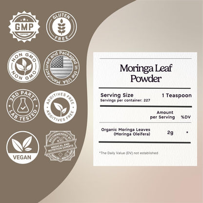 1 lb. Premium Organic Moringa Oleifera Leaf Powder. USDA Certified Organic.
