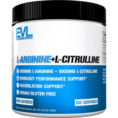 L Arginine L Citrulline Powder - Invigorating Nitric Oxide Powder with Ideal 1:1 Ratio L-Citrulline & L-Arginine 1000mg Each Per Serving for Enhanced Pumps Energy & Stamina (Unflavored, 75 Servings)