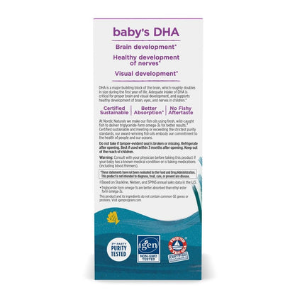 Nordic Naturals Baby’s DHA, 1050 mg Omega-3 + 300 IU Vitamin D3-4 oz | Supports Brain, Vision & Nervous System Development in Babies - Non-GMO - Servings May Vary