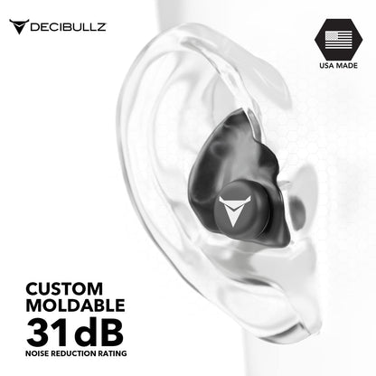 Decibullz - Custom Molded Earplugs, 31dB Highest NRR, Comfortable Hearing Protection