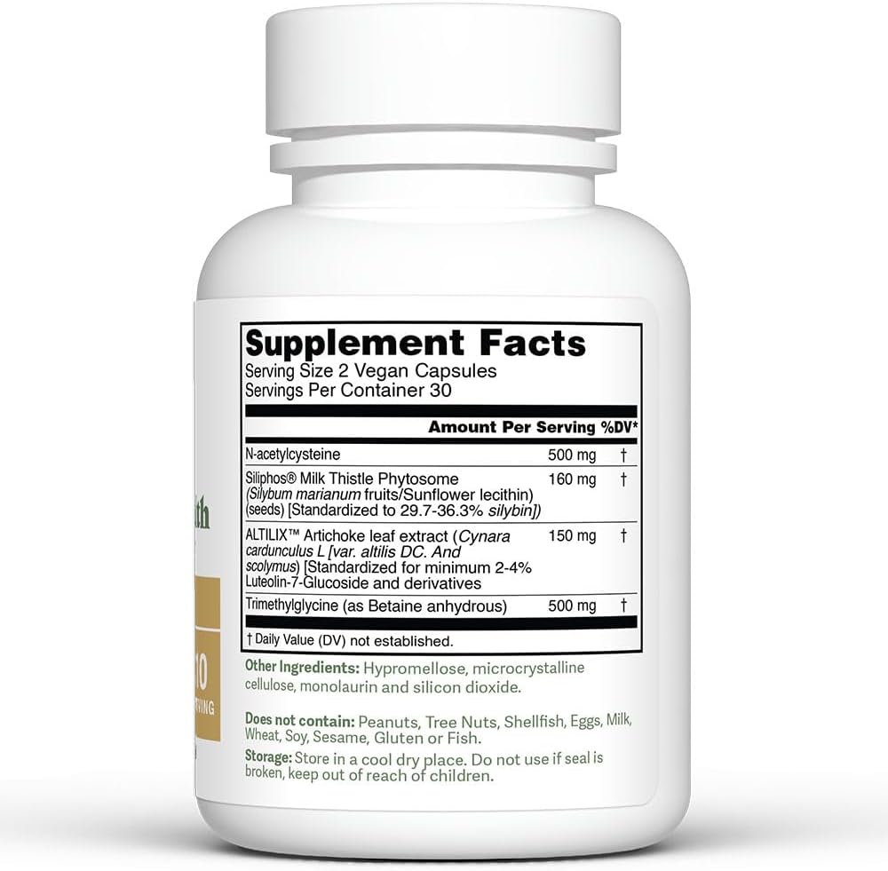 Dr. Murray's Ultimate Liver Health Supplement with NAC, Siliphos Milk Thistle & Artichoke Extract - Supports Detox, Antioxidant Defense & Lipid Metabolism | Vegan | 60 Capsules