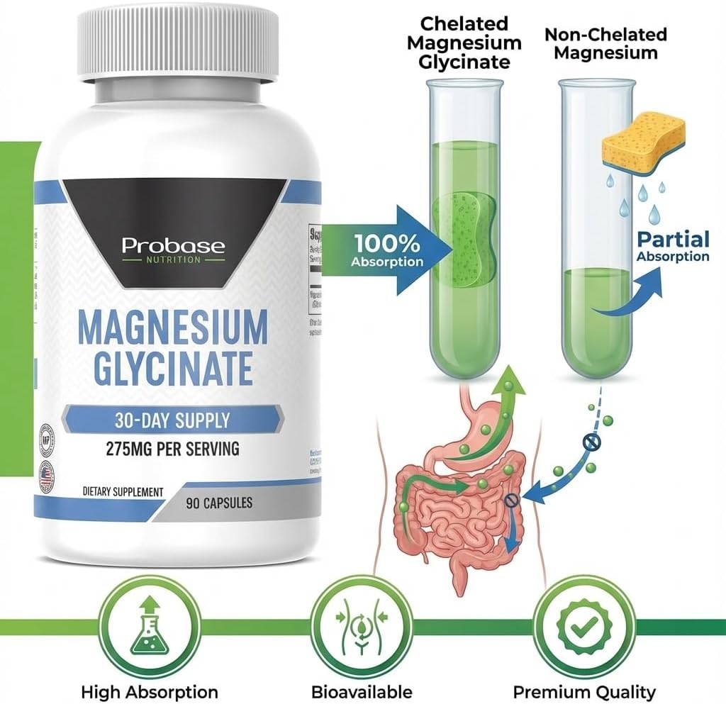 Probase Nutrition Magnesium Glycinate 90 Capsules 30-Day Supply