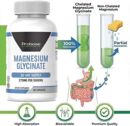Probase Nutrition Magnesium Glycinate 90 Capsules 30-Day Supply
