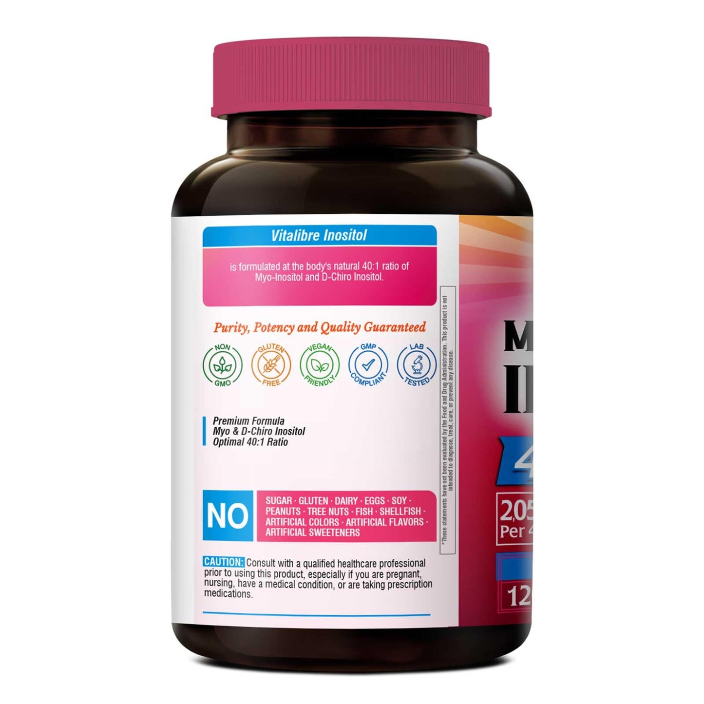 Vitalibre Inositol Supplement, Myo-Inositol & D-Chiro Inositol Supplements for Women, 40:1 Ideal Ratio, Hormone Balance and Women’s Wellness, 80 Vegan Capsules