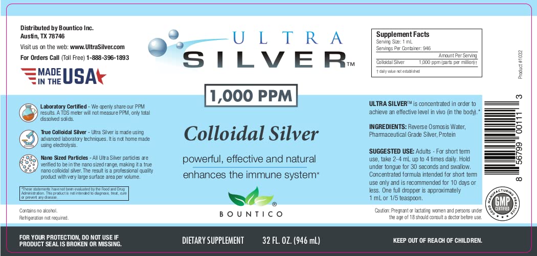 Ultra Silver® Colloidal Silver | 1,000 PPM, 4 Oz (118mL) | Mineral Supplement | True Colloidal Silver - with Dropper
