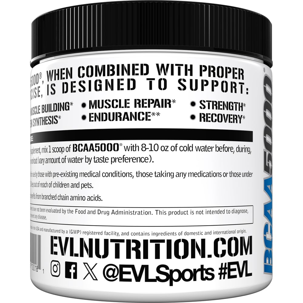 Evlution EVL BCAAs Amino Acids Powder - BCAA Powder Post Workout Recovery Drink and Stim Free Pre Workout Energy - 5g Branched Chain Amino Acids Supplement for Men - Cherry Limeade (Dye Free)