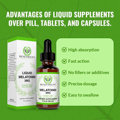 Liquid Melatonin for Kids and Adults 3mg & Liquid Chlorophyll Bundle - Natural Sleep Aid Drops, Berry Vanilla Flavor, Made in USA - Sleep Support & Skin Support