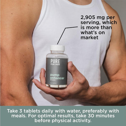 Pure for Men Pump Enhancer | Pre Workout Supplement for Muscle Pump, Stamina
