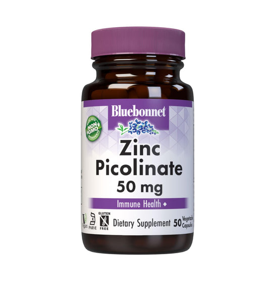 Bluebonnet Nutrition Zinc Picolinate 50 mg Vegetable Capsules, Best for Hormonal & Immune Health, Prostate Health, Skin, Vegan, Non GMO, Gluten Free, Soy Free, Milk Free, Kosher, 100 Vegetable Capsule