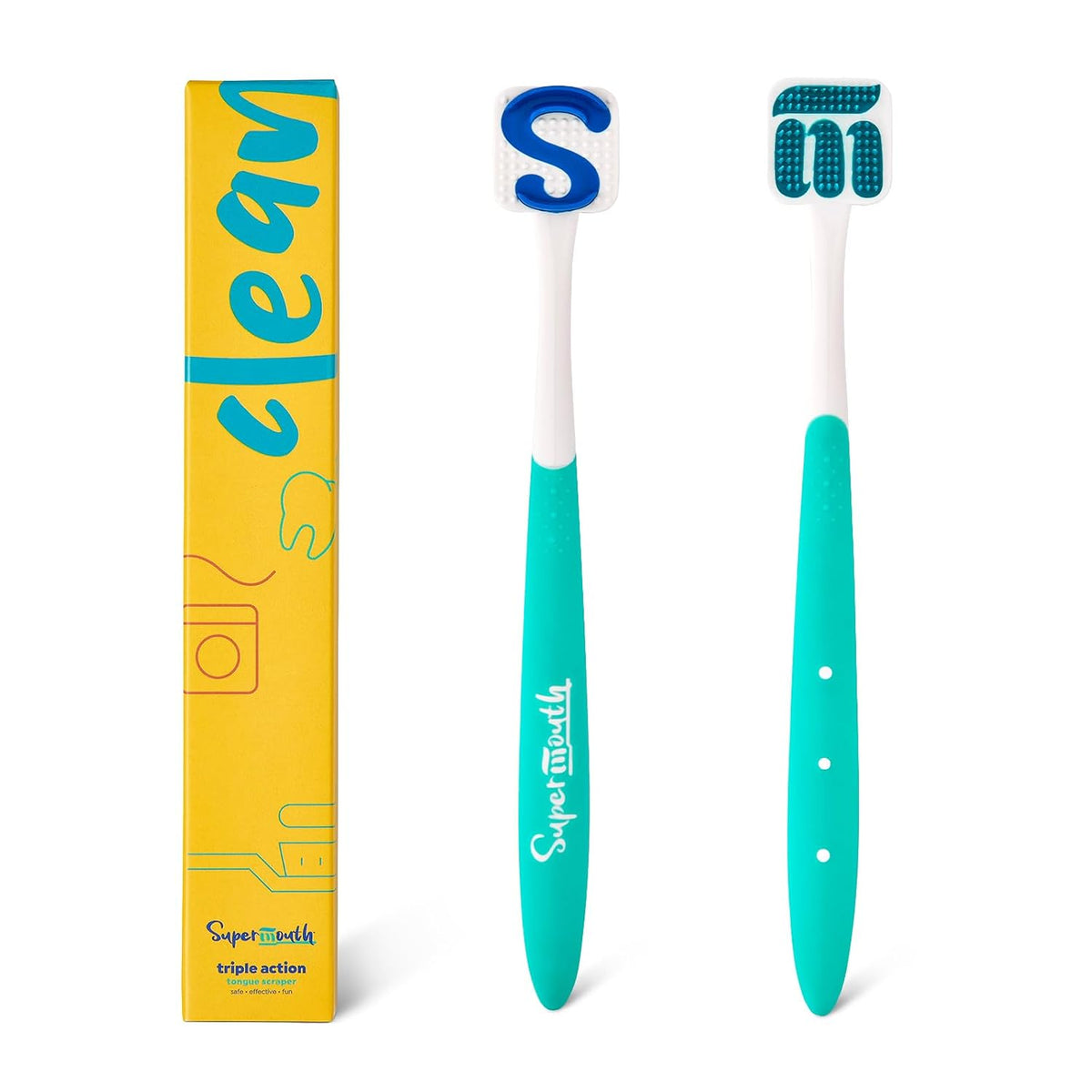 SuperMouth Tongue Scraper for Bad Breath, Triple Action, Breath Mint