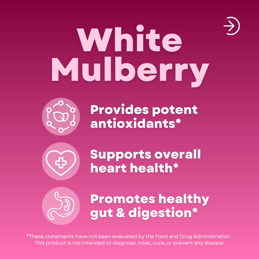 White Mulberry Leaf Extract 1000mg - 12:1 Morus Alba Extract - Antioxidant, Heart Health, Overall Metabolism Support - 180 Veggie Capsules - Non GMO, Gluten Free, Vegan Friendly Supplement