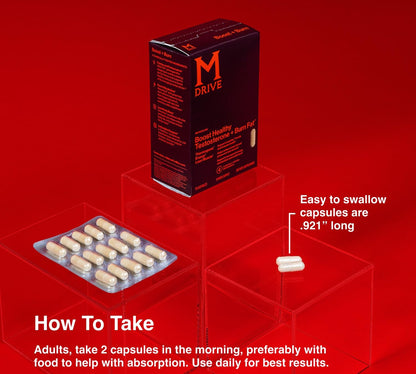 Mdrive Boost and Burn Testosterone Booster & Fat Burner for Men, 60 Caps | KSM-66 Ashwagandha; Chromax chromium; Thermogenic formula; Boosts energy & endurance; Supports lean muscle; 30-day supply