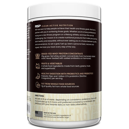 TrueFit Grass-Fed Whey Protein Powder + Fiber & Probiotics, Vanilla Shake | 25g Gut Healthy Protein with Fiber, Probiotics & Non-GMO Superfoods for Complete Meal Replacement Shake with Nothing Fake