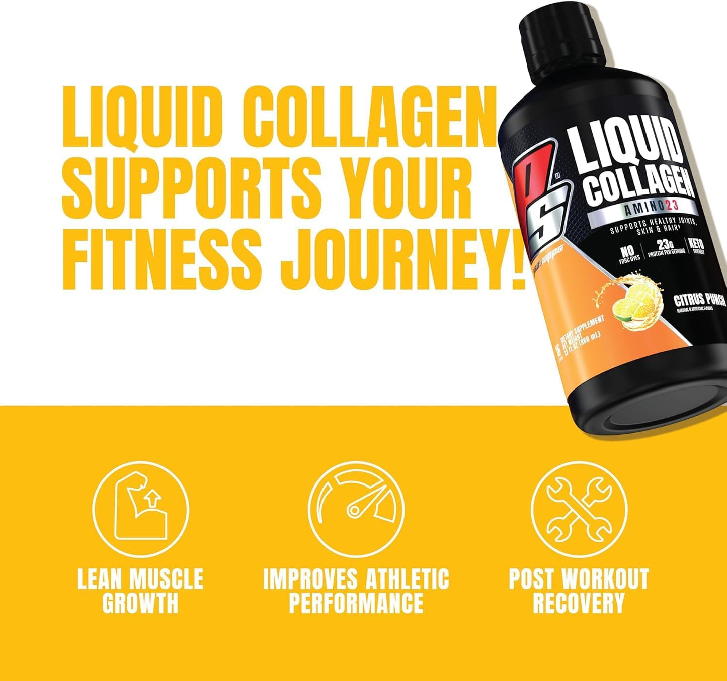 PROSUPPS L-Carnitine 3000 Stimulant Free Liquid Shots (Berry) Amino23 Liquid Collagen Shots (Citrus Punch) Bundle