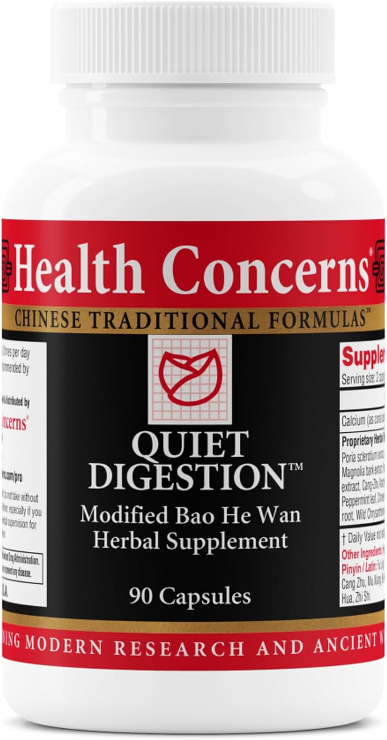 Health Concerns Quiet Digestion – Digestive Support for Upset Stomach, Gas, Bloating, & Indigestion – Herbal Chinese Formula – Supplement with Poria, Barley, & Mangolia Bark - 90 Capsules