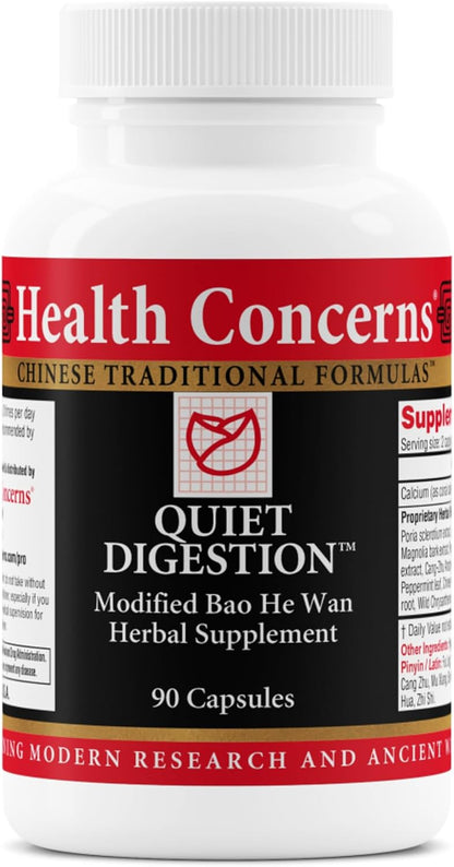 Health Concerns Quiet Digestion – Digestive Support for Upset Stomach, Gas, Bloating, & Indigestion – Herbal Chinese Formula – Supplement with Poria, Barley, & Mangolia Bark - 90 Capsules