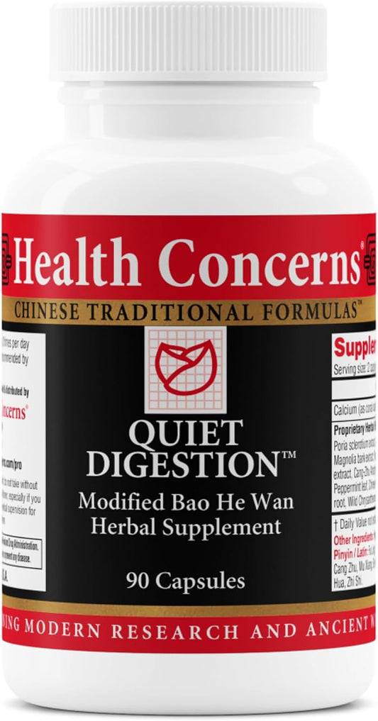 Health Concerns Quiet Digestion – Digestive Support for Upset Stomach, Gas, Bloating, & Indigestion – Herbal Chinese Formula – Supplement with Poria, Barley, & Mangolia Bark - 90 Capsules