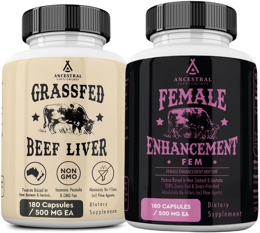 Ancestral Supplements Beef Organ & Liver Bundle for Women – Supports Hormone Balance, Energy, Skin & Wellness – Grass Fed, Pasture Raised Multivitamin