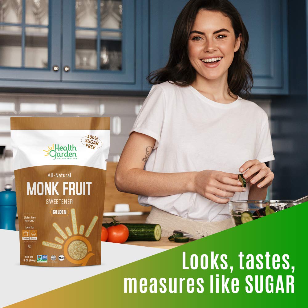 Health Garden Monk Fruit Sweetener, Golden Sugar Substitute - 2.5 lb