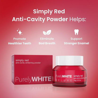 PurelyWHITE DELUXE, Updated Design Anti-Cavity Whitening Powder - Removes Stains, Flouride-Free, Nano Hydroxyapatite (nHA) Enamel-Safe Toothpaste Whitening Powder for Coffee, Tea, Food and Wine