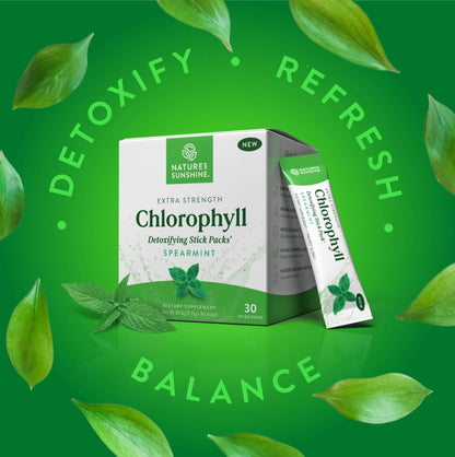 Nature's Sunshine Chlorophyll Stick Packs: Supercharge Your Detox and Boost Gut Health in Convenient, Delicious Stick Packs (Crisp Apple)