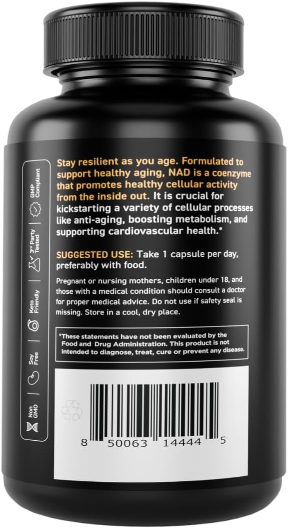 Vital Vitamins NAD+ Supplement, 500mg Liposomal for Better Absorption | Supports Cellular Energy, Brain Health and Healthy Aging, Vegan, 30-Day Supply