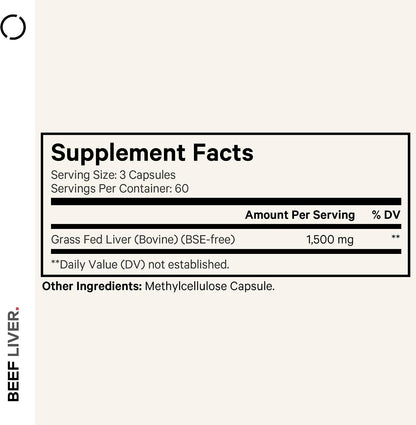 Codeage Beef Liver, Grass-Fed, Freeze Dried, Desiccated, 180 Capsules | Grass-fed, freeze-dried, non-defatted desiccated bovine liver glandular. Pasture raised. Non-GMO.