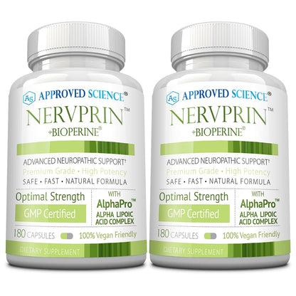 Approved Science Nervprin - Nerve Support - Benfotiamine, B12, R-Alpha-Lipoic Acid, Corydalis, Boswellia, BioPerine - 60 Capsules - Made in The USA