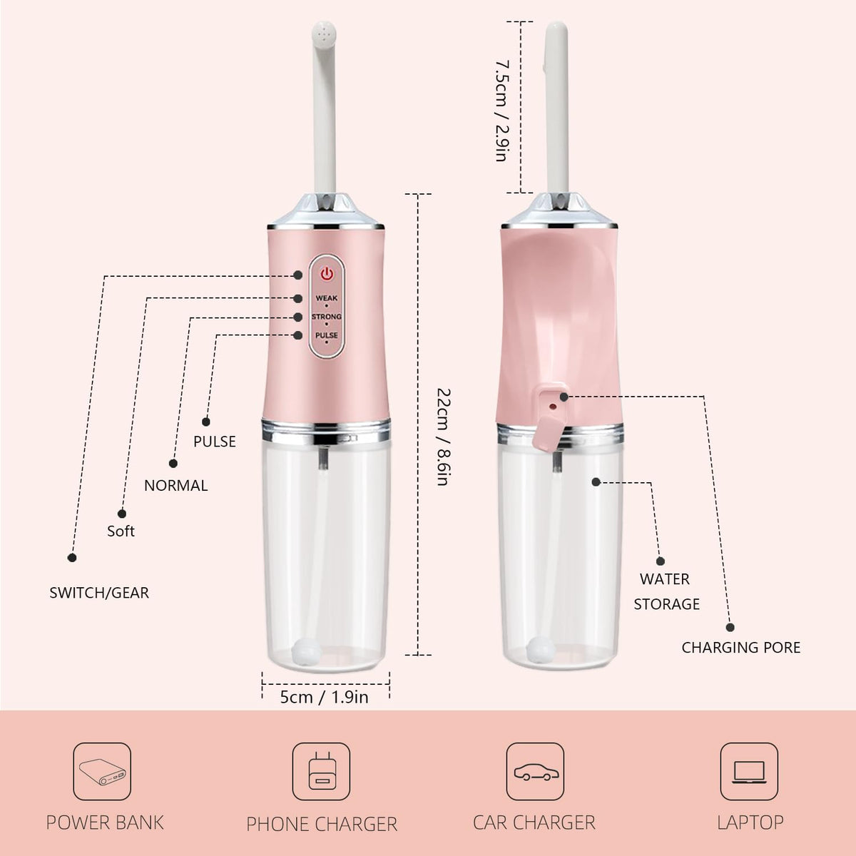 Electric Portable Bidet -Mobile Toilet Shower-Butt Shower Replacing Wet Wipes - for Travel