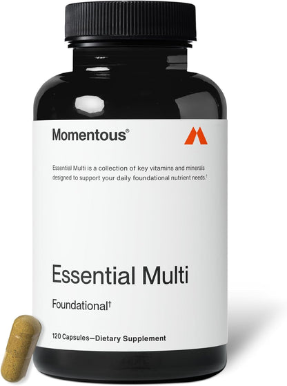 Momentous Essential Multivitamin for Women & Men - Complete Vitamin & Mineral Complex for Athletes & Wellness Enthusiasts - GMO & Gluten Free - NSF Certified for Sport - 30 Servings