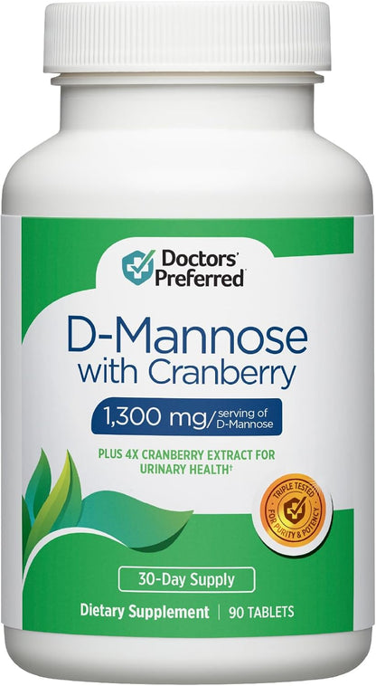 DOCTORS' PREFERRED D-Mannose 1300mg w/Cranberry Extract for Urinary Health