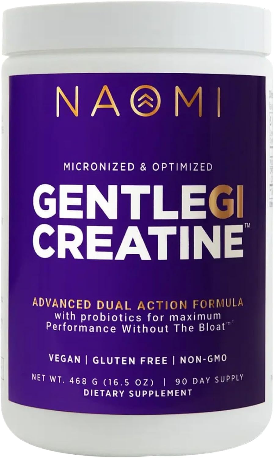 NAOMI Gentle GI Creatine with OPTIBIOME®, Gut-Friendly Creatine Monohydrate for Muscle Strength, Recovery & Mental Focus, Non-GMO, Clean, Daily Creatine Supplement for Men & Women, 90-Day Supply