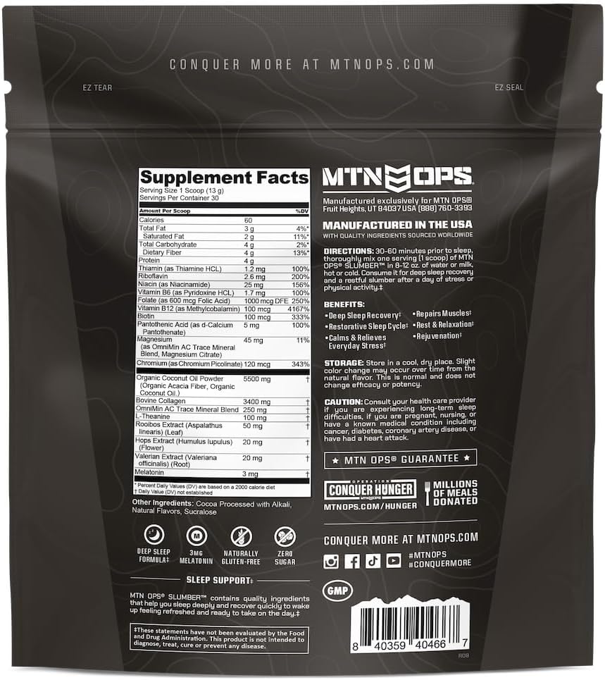 MTN OPS Slumber Sleep Support Powder, Sleepy Cocoa