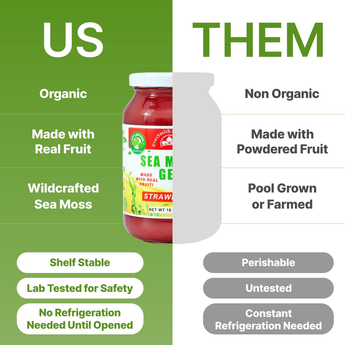 EverSmith Organics - Wildcrafted Irish Sea Moss Gel | Made in USA | Rich in Vitamins