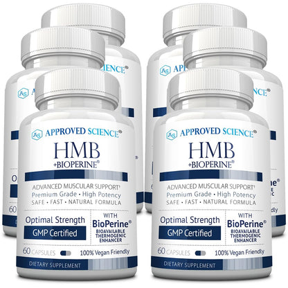 Approved Science HMB - 1500mg High Potency HMB Supplement with Calcium & BioPerine for Absorption - Muscle Health & Exercise Performance - 60 Vegan Capsules - 1 Month Supply