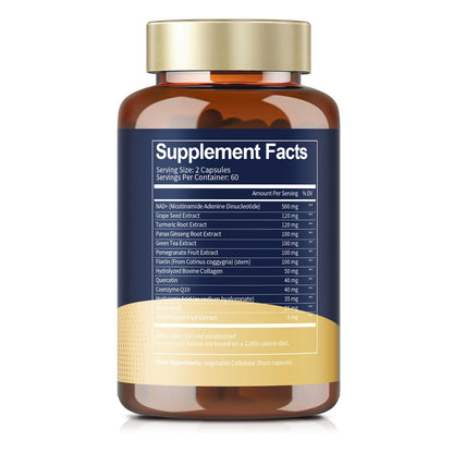 Totaria NAD Supplement for Women Men with nicotinamide riboside resveratrol,Quercetin, Betaine Boost NAD+ Levels NAD Plus Supplement for Anti Aging, Energy, Immune, Focus 120 Capsules