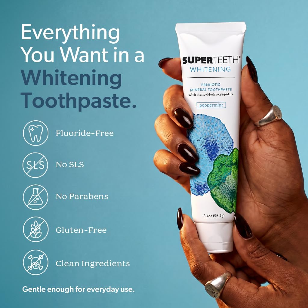 SuperTeeth Whitening Nano-Hydroxyapatite Toothpaste, Fluoride-Free - Mint