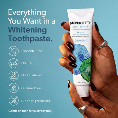 SuperTeeth Whitening Nano-Hydroxyapatite Toothpaste, Fluoride-Free - Mint