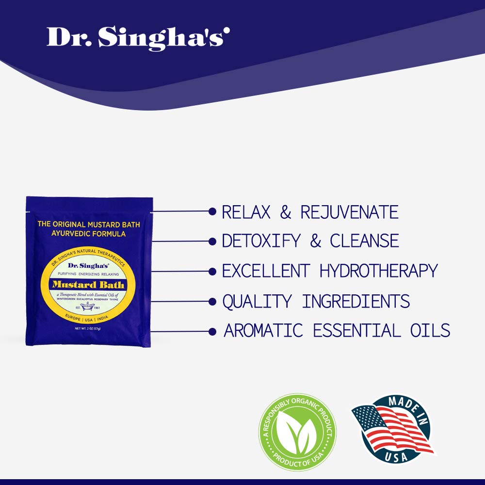 Dr. Singha's Mustard Bath Soak – Aromatherapy Bath Salts with Mustard Seed & Essential Oils for Muscle Relaxation, Stress Relief & Soothing – Epsom Salt Alternative, 16 oz