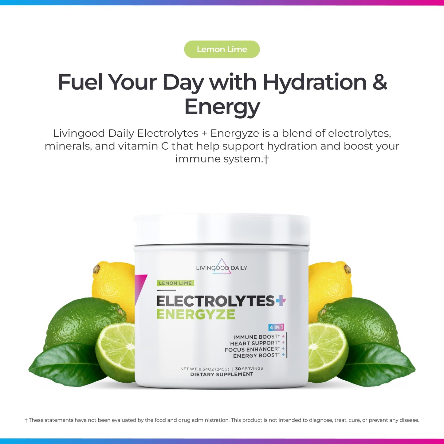 Livingood Daily Electrolytes Powder Strawberry Lemonade, 30 Servings - 4in1 Hydration Powder with Vitamin C, Taurine, D Ribose & FOS, Sugar Free Electrolyte Drink Mix, Keto, Gluten Free - Made in USA