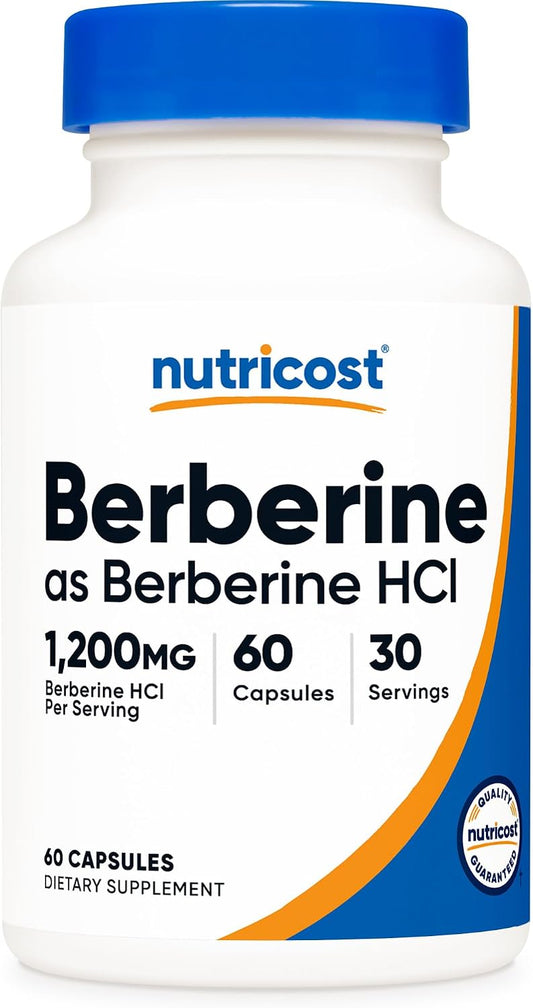 Nutricost Berberine HCl 1200mg , 60 Vegetarian Capsules - Gluten Free & Non-GMO | Gluten Free & GMO-Free