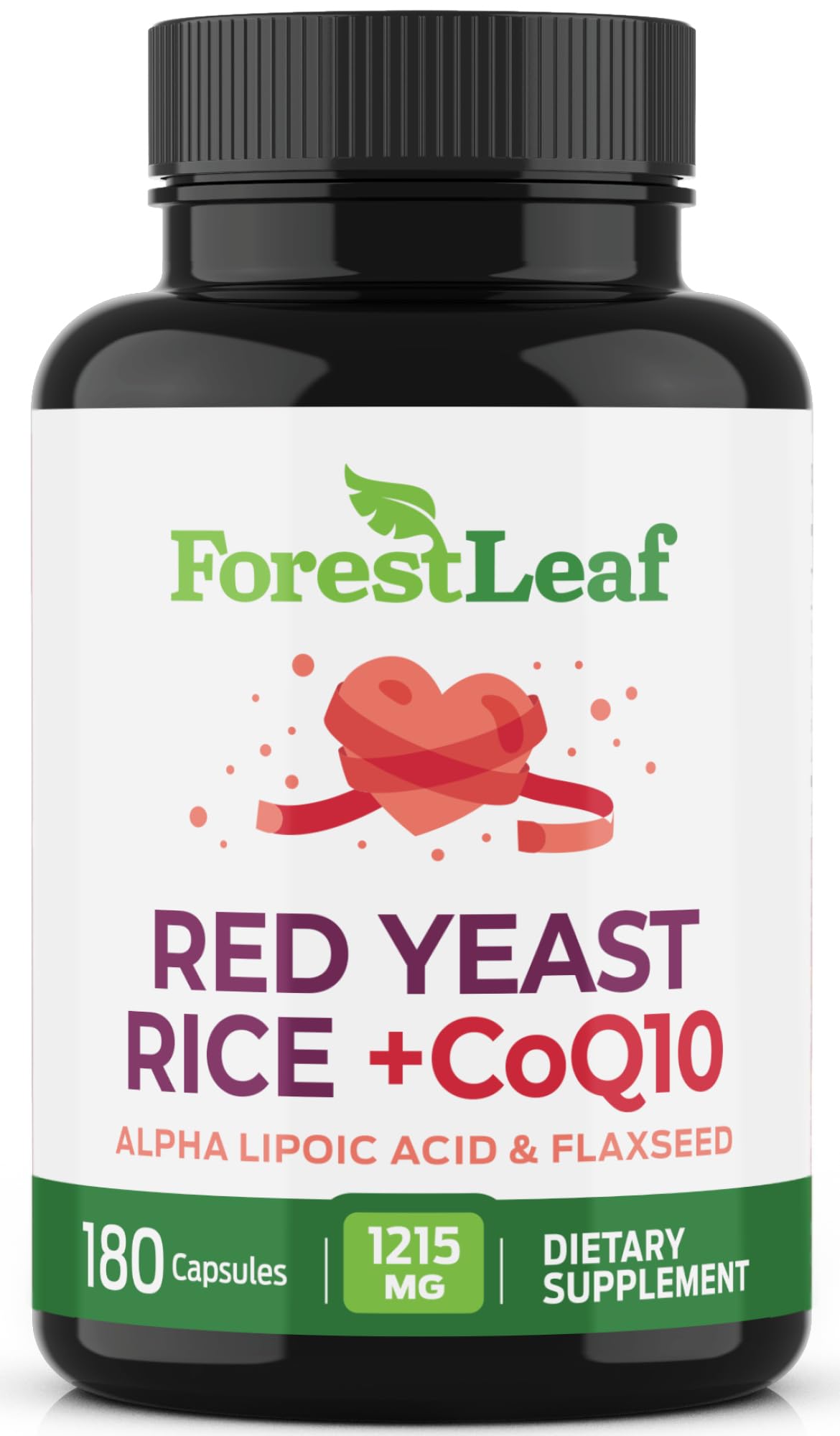 Red Yeast Rice 1215 mg. Capsules - Extra Strength Red Rice Yeast with CoQ10 Supplement, Plus Alpha Lipoic Acid & Organic Flaxseed, Citrinin Free, Supports Cardiovascular Health, Non-GMO 90 Veggie Caps