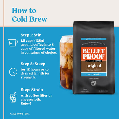 Bulletproof Original Medium Roast Ground Coffee,100% Arabica Coffee, Clean Coffee Tested for Toxins, Sustainably Sourced, 12 Ounces