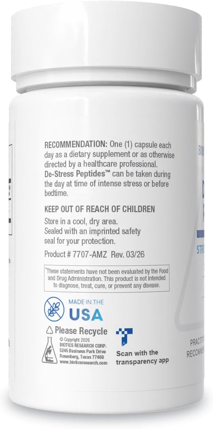BIOTICS RESEARCH De-Stress Patented Nutrient Designed to Support Calmness, Healthy Sleep Habits, All-Natural Supports Mental Wellness & Calm. 30 Capsules