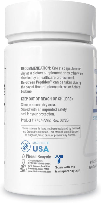 BIOTICS RESEARCH De-Stress Patented Nutrient Designed to Support Calmness, Healthy Sleep Habits, All-Natural Supports Mental Wellness & Calm. 30 Capsules