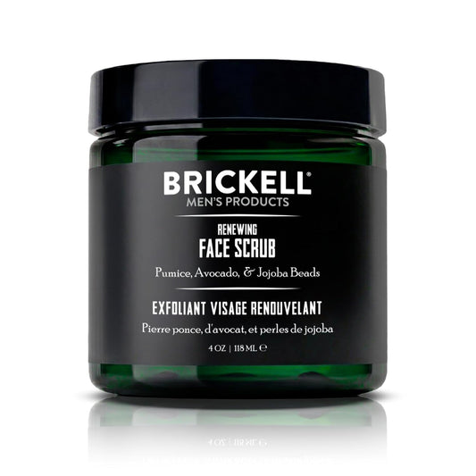 Brickell Men's Renewing Face Scrub for Men, Deep Exfoliating Facial Scrub Formulated with Pumice, Caffeine and Jojoba Beads, 4 Ounce, Scented