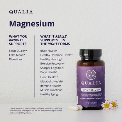Qualia Magnesium Supplement | 10 Bioavailable Forms, Including Magnesium Glycinate, with 70+ Supporting Minerals, +7 Amino Acids | Doctor-Formulated to Support Sleep, Stress Relief, Heart, Relaxation