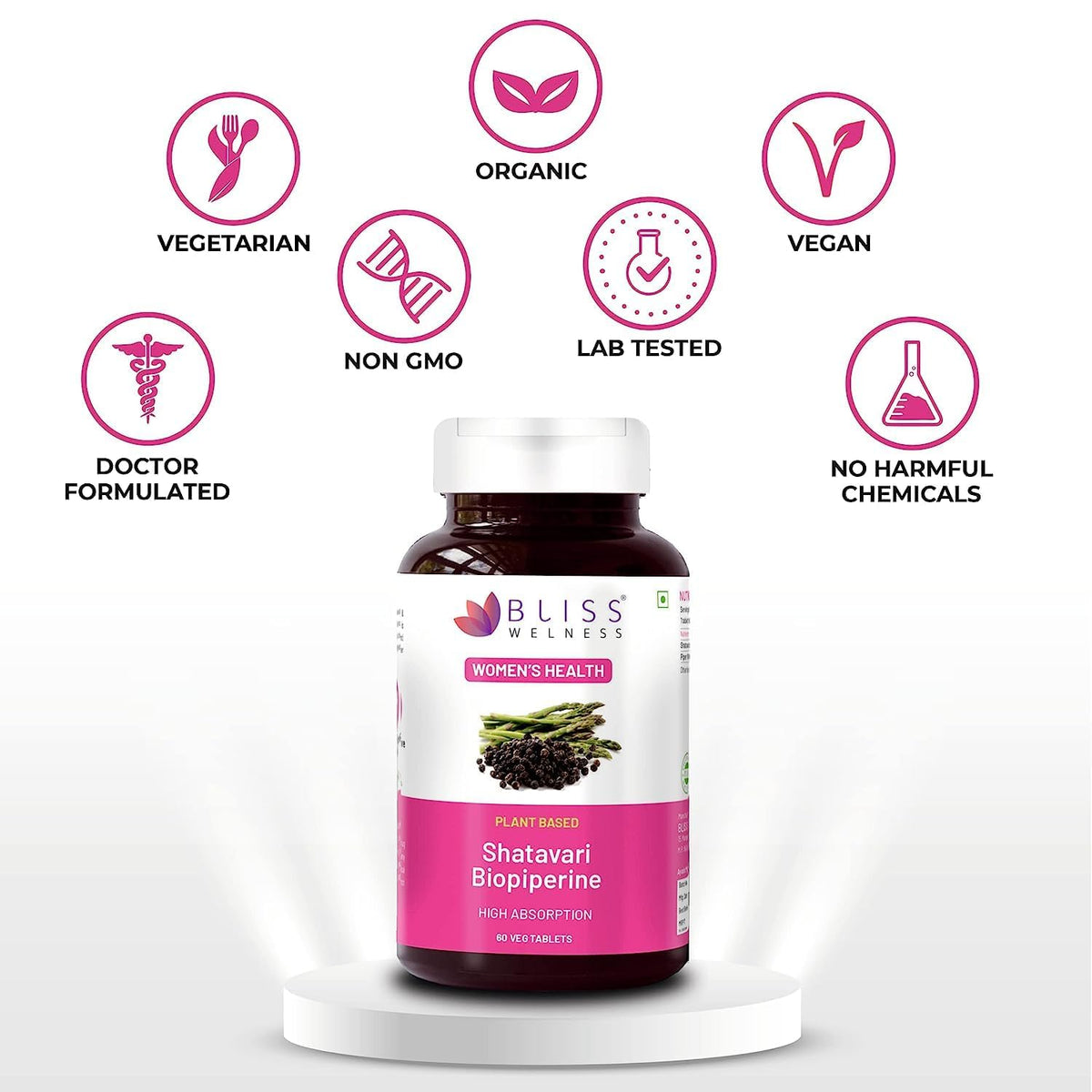 Sheltr Organic Shatavari Biopiperine | Women Health | Lactation Support Immunity Booster Menopause