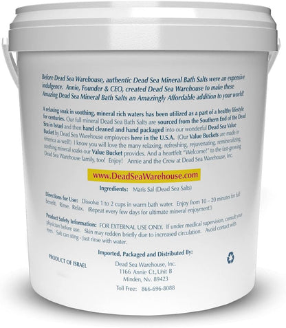 Dead Sea Warehouse-Amazing Minerals Dead Sea Bath Salts,100% Full Mineral Therapeutic Bath Salts, Detoxifying & Moisturizing, Exfoliating for Dry Skin, Unscented(5 lbs)